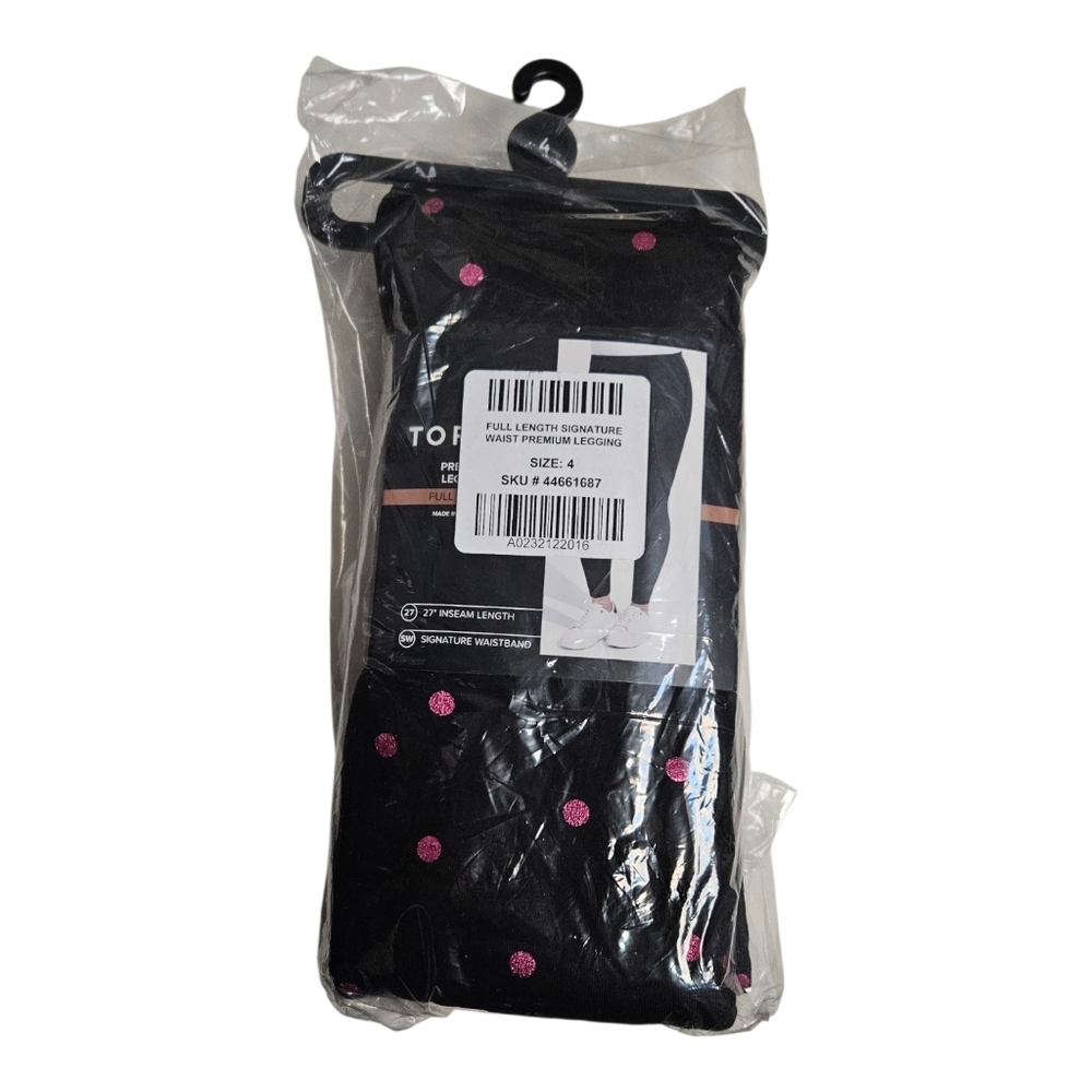 Black Torrid Leghings with Pink Polka Dots